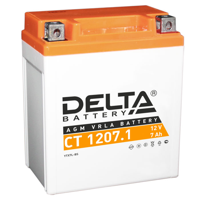Аккумулятор DELTA 12V 7A/ч 114x71x131 (YTX7L-BS) СТ 1207.1