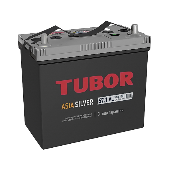 Аккумулятор TUBOR 57Ач Asia Silver п.п 6CT-57.1 VL
